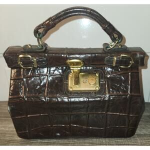 Vintage Park Lane Mahogany Brown Croc Leather Bag